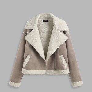 FAUX SHERPA OVERSIZED BIKER JACKET